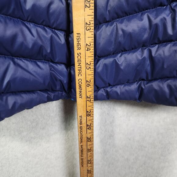 Lands End Wanderweight Puffer Jacket Womens L 14-16 Packable Zip Hood Blue - Picture 14 of 15